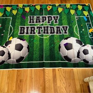 Soccer Themed Happy Birthday Banner - Green